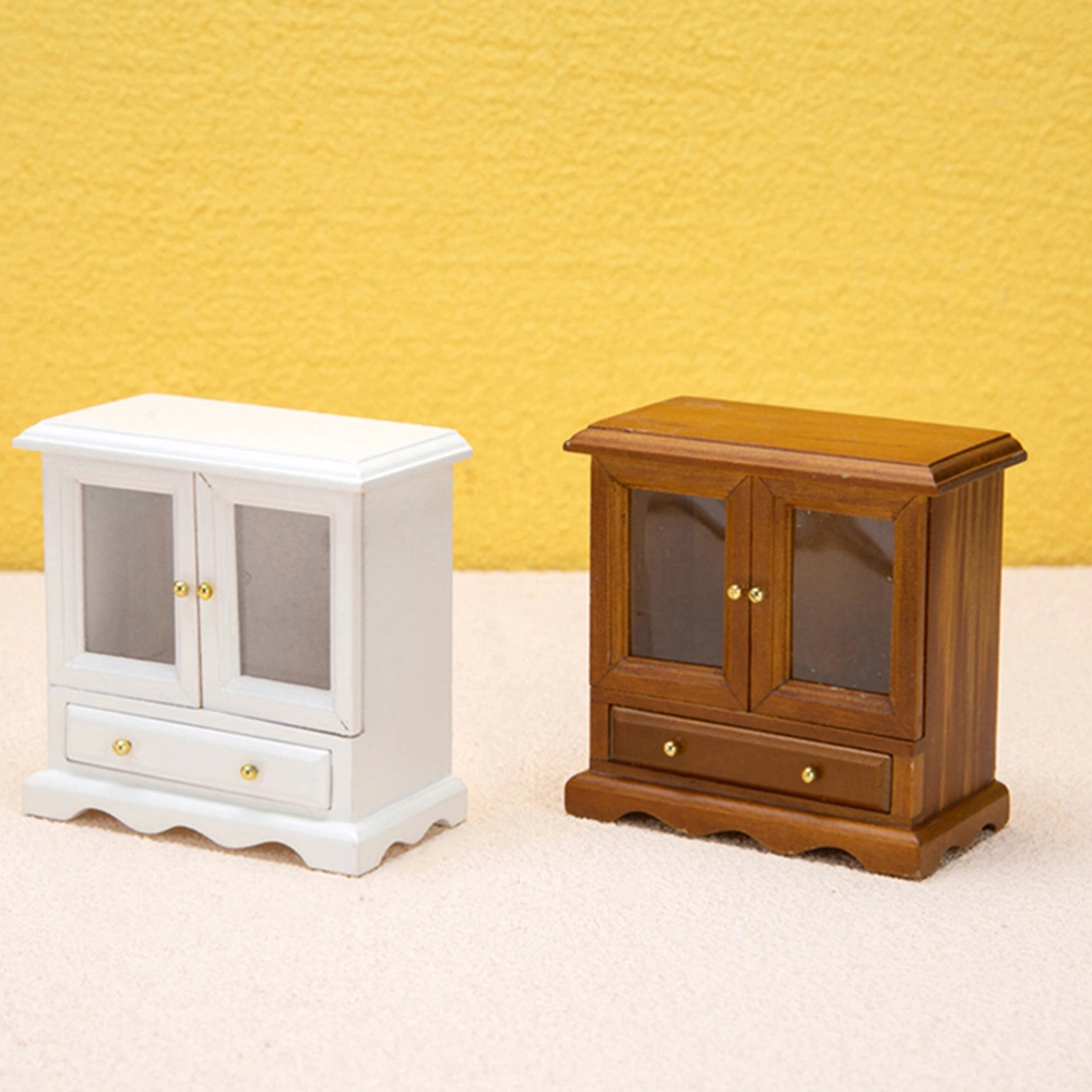 Miniature Cupboard Bookshelf Wooden Mini Furniture Dolls Mini Bookshelf Wood Cabinet