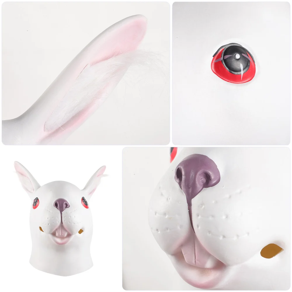 Halloween Funny Rabbit Mask Portable Latex Mask Prop Halloween Cosplay Mask Prank Rabbit Mask