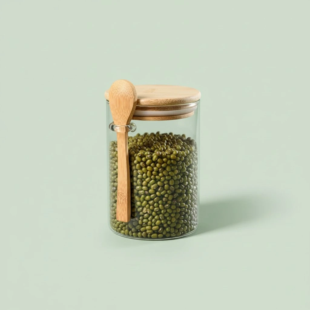 2pcs Glass Jars Containers with Airtight Lids Spoon Clear Food Storage Canisters for Cookie