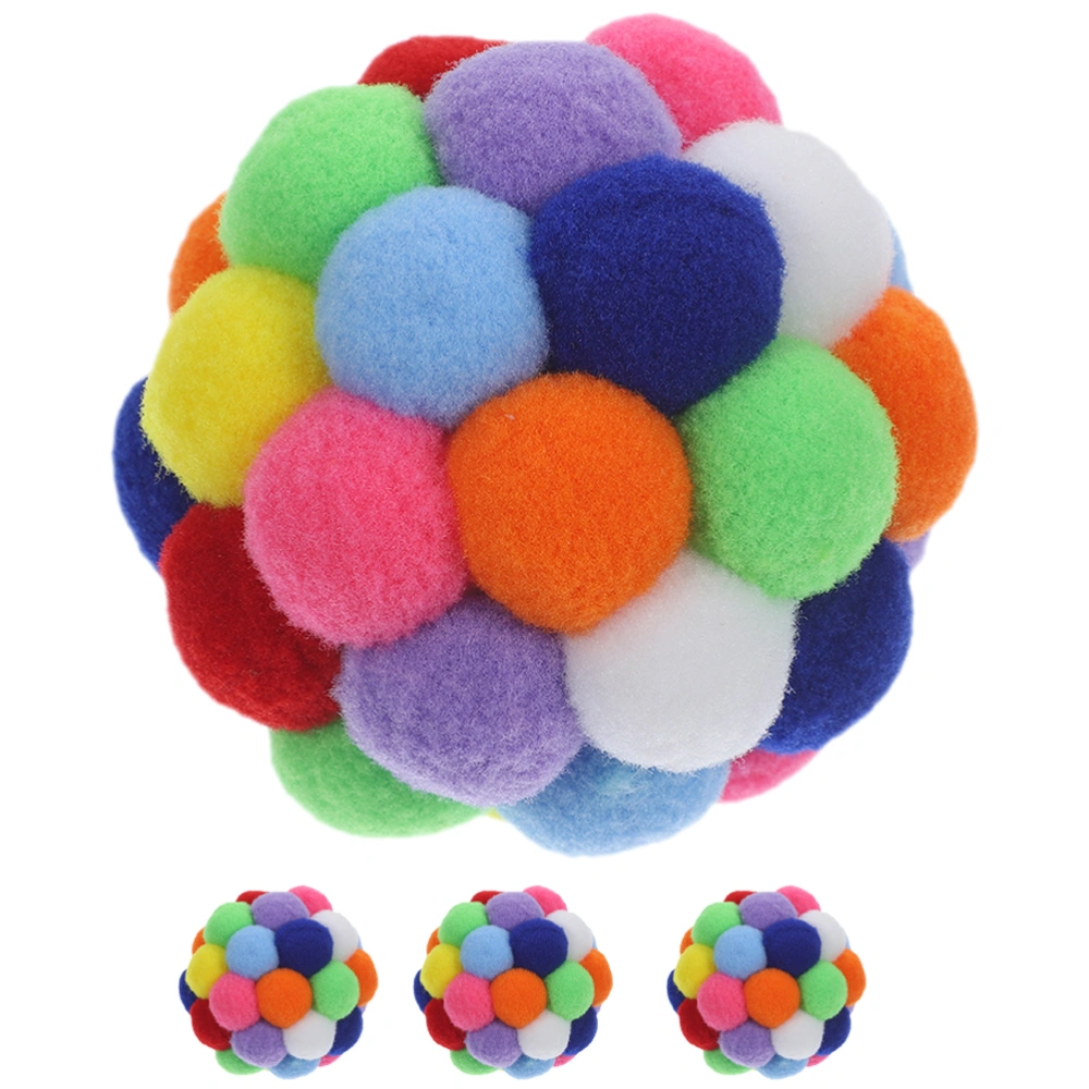 4pcs Cat Toy Balls with Bells Cat Fuzzy Balls, Interactive Cat Toys Indoor Cats Ball Toys