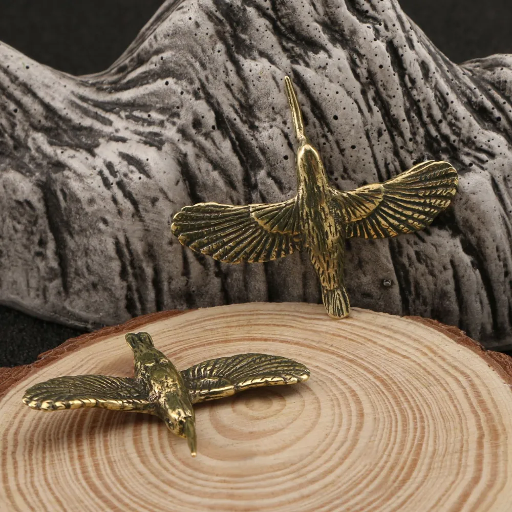 2pcs Retro Brass Bird Figurine Brass Bird Adornment Brass Bird Shaped Statue