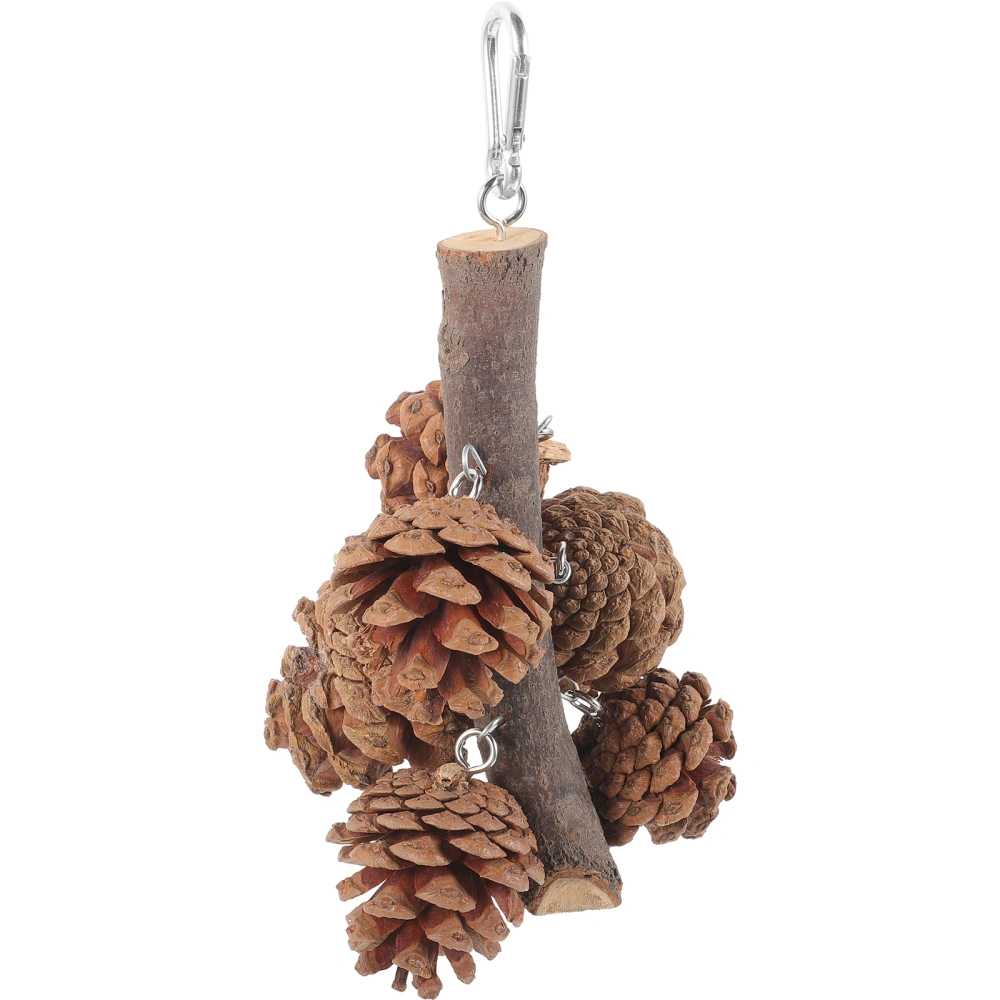 Bird Chewing Toy Natural Pine Cones Hanging Foraging Toy Hanging Chew Toy for Parakeet Cockatiel Cockatoos