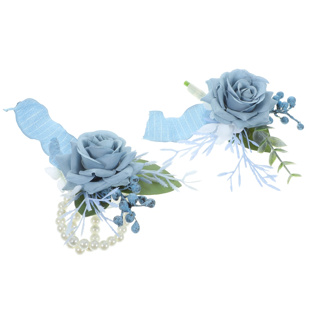 1 Set of Wrist Corsage Boutonniere Set Artificial Flower Wrist Corsage Bracelets Set for Celebration