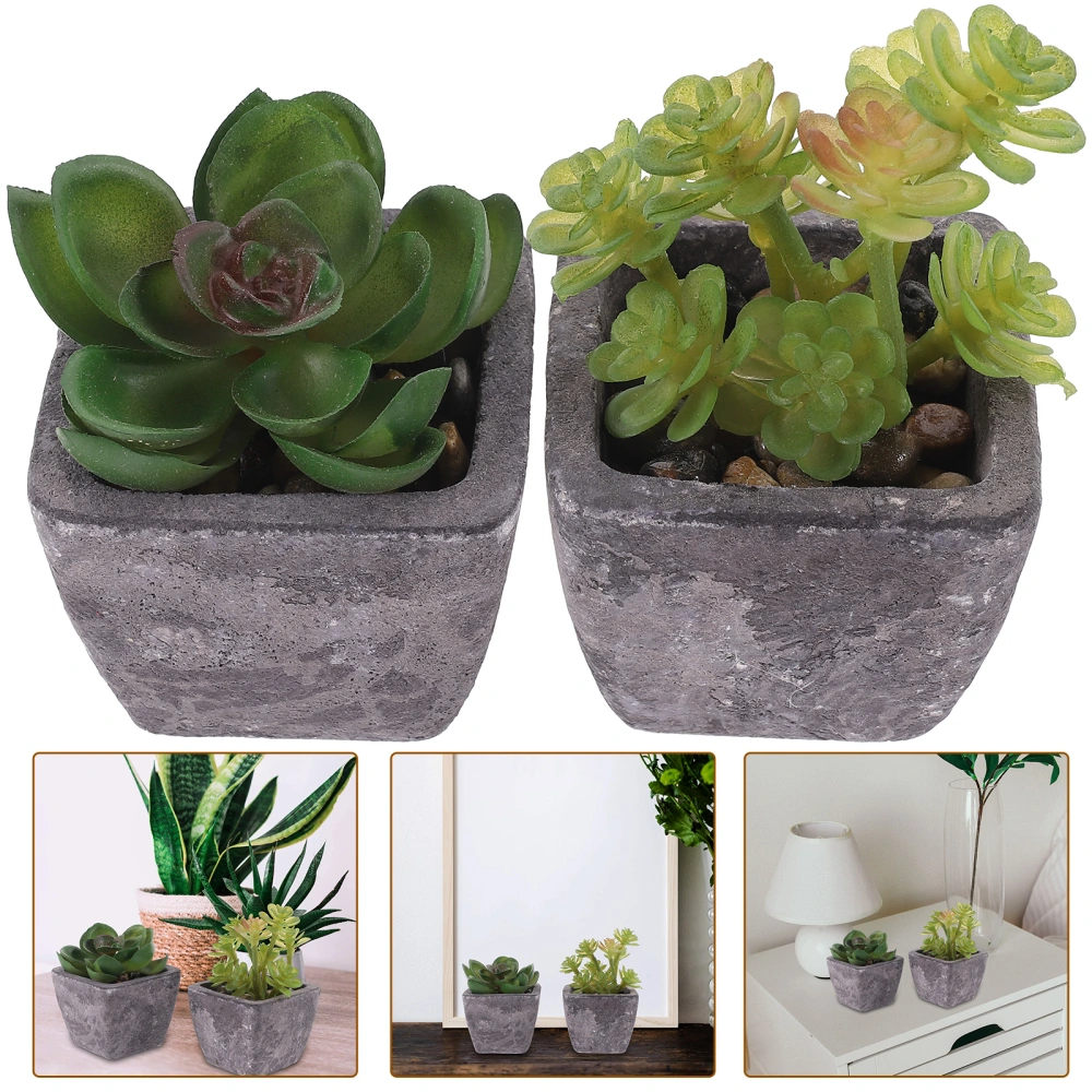 2pcs Simulation Succulent Plant Decor Faux Potted Plant Decor Home Decoration