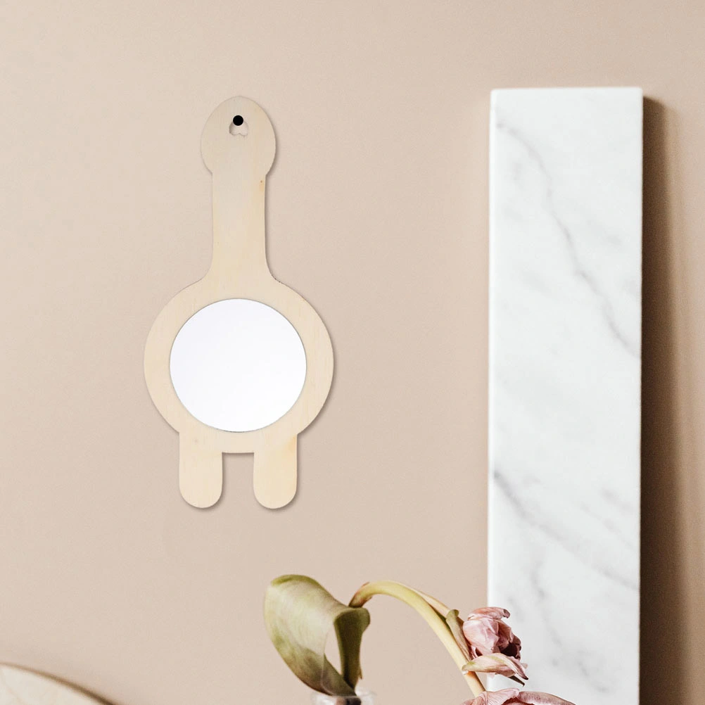 6 pcs DIY Wooden Mirror Mini Wooden Handheld Mirror Craft Unpainted Wooden Mirror for Kids