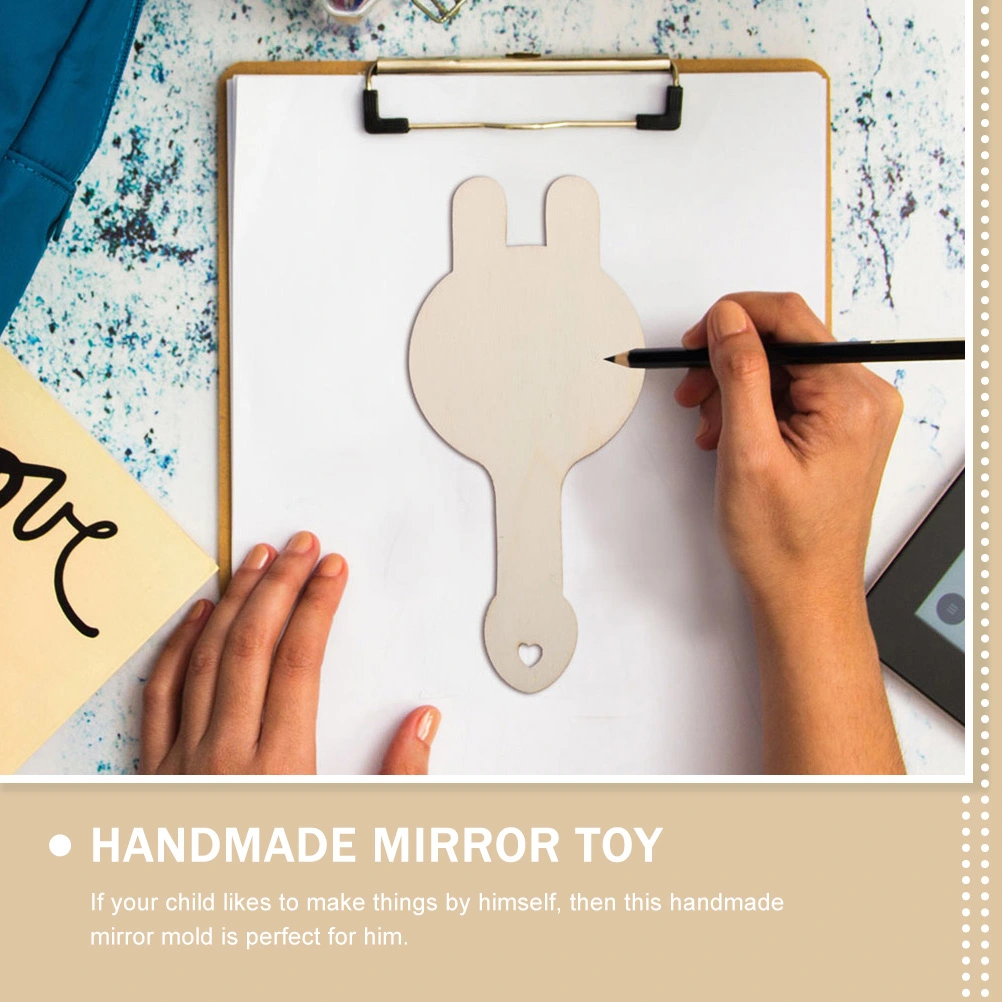 6 pcs DIY Wooden Mirror Mini Wooden Handheld Mirror Craft Unpainted Wooden Mirror for Kids