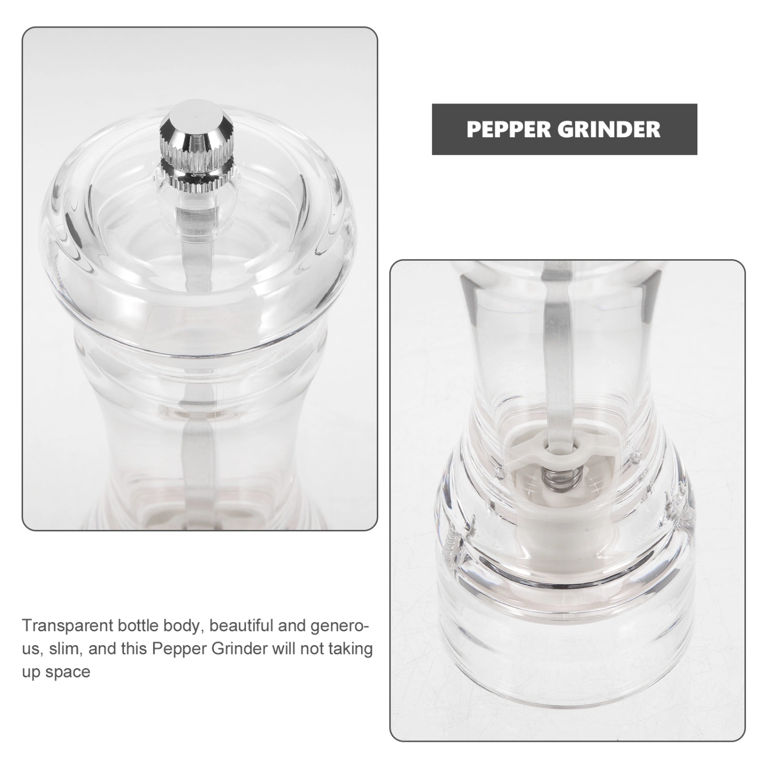Salt and Pepper Grinder Refillable Manual Salt Pepper Grinder Mill Kitchen Gadget
