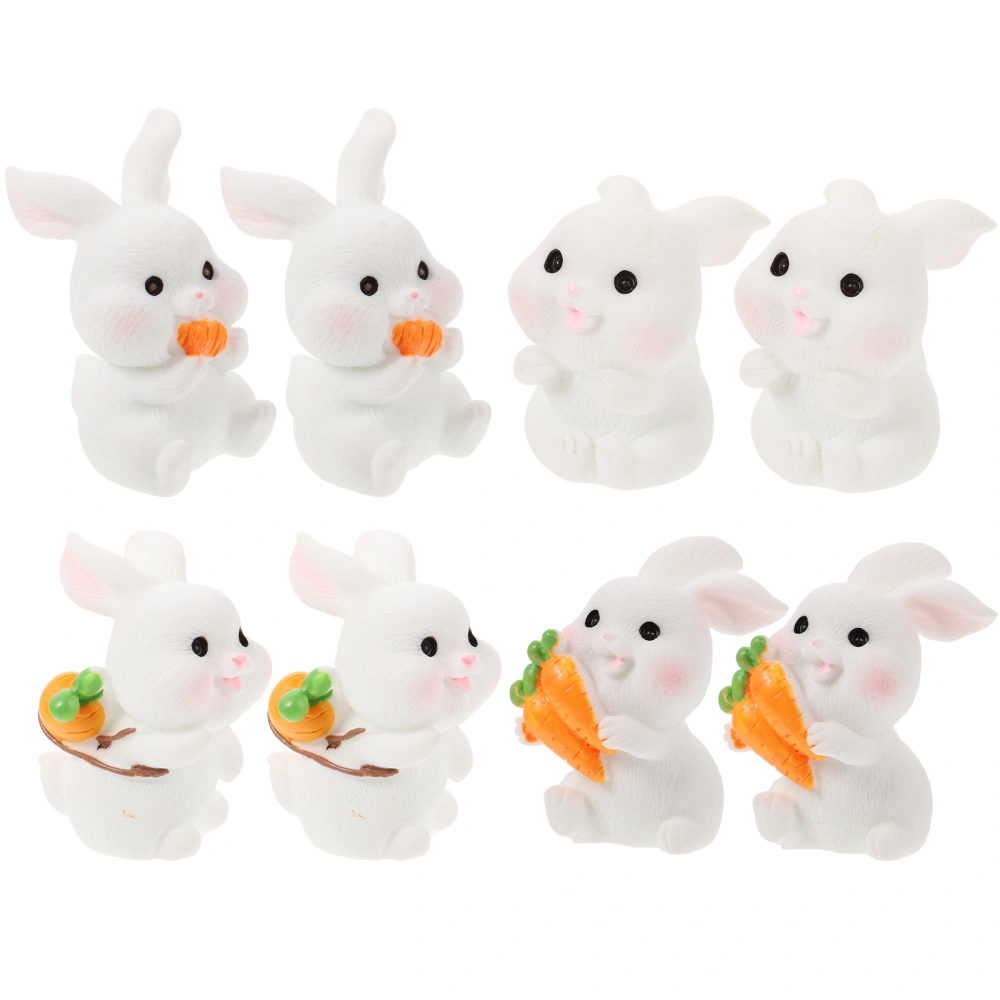 8Pcs Decorative Miniature Bunnies Multi-function Mini Figures Landscaping Mini Figurines