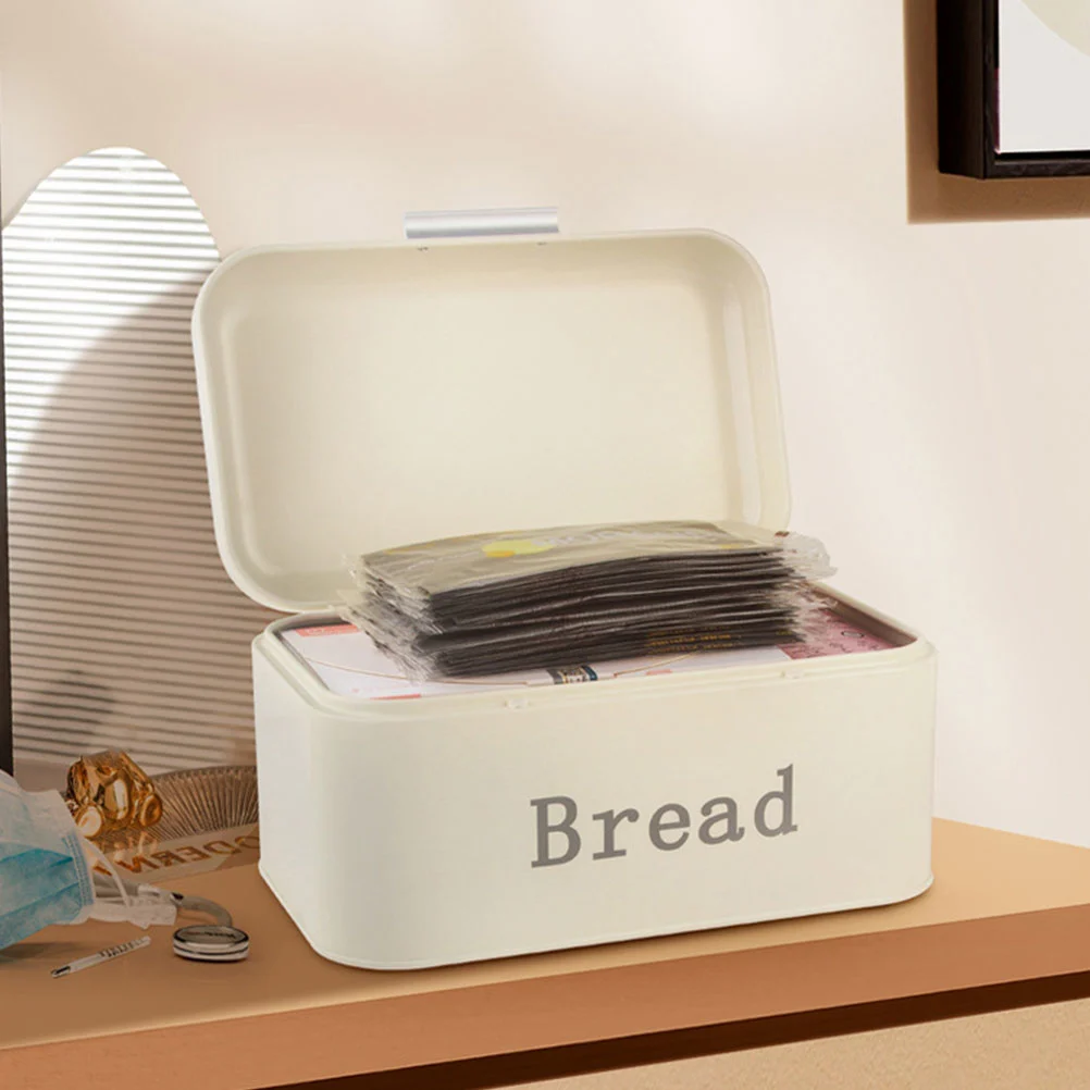 Metal Bread Box Bread Storage Canister Kitchen Countertop Baked Goods Pastries Container