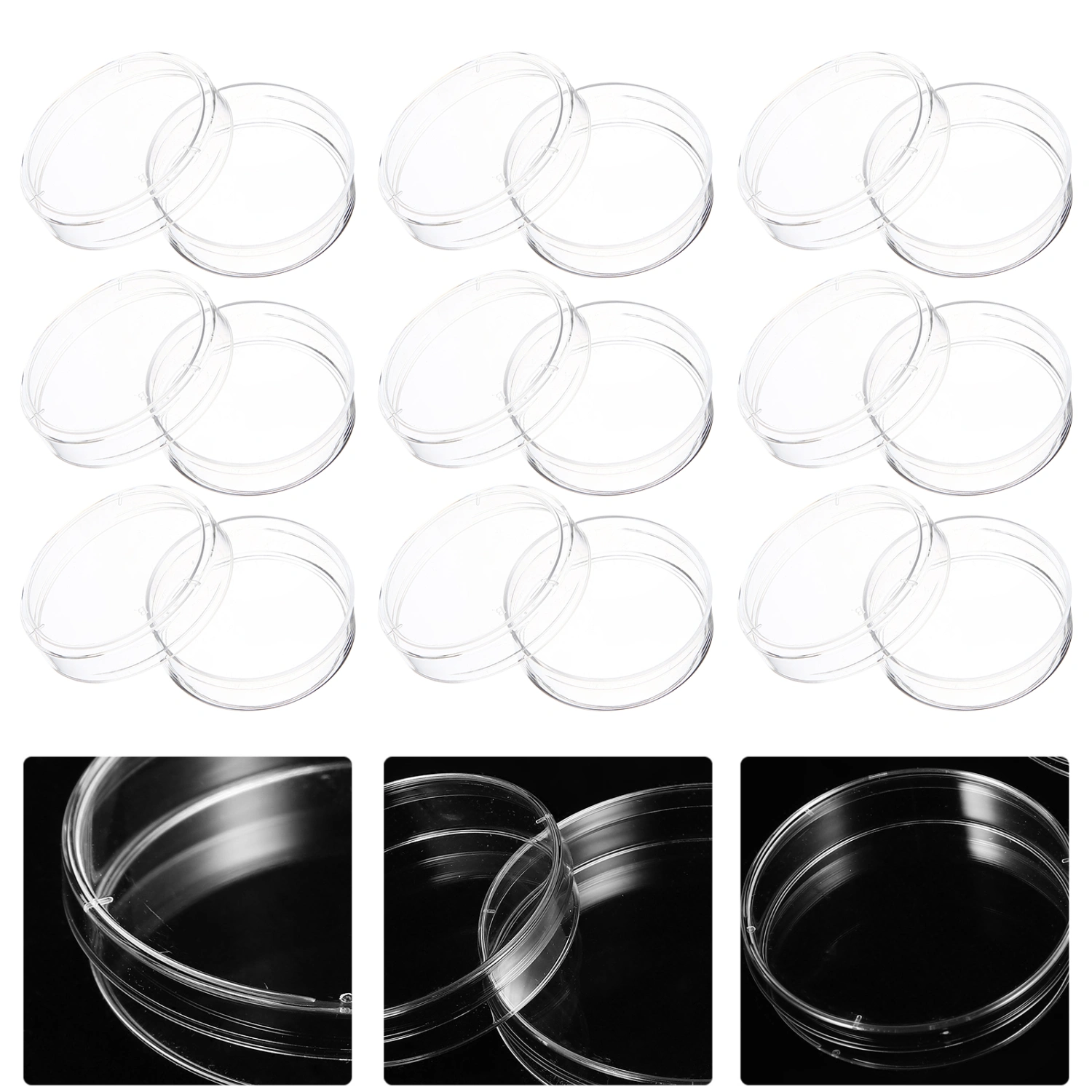 10pcs Plastic Petri Dish with Lid Tissue Culture Plate Science Experiment Supplies