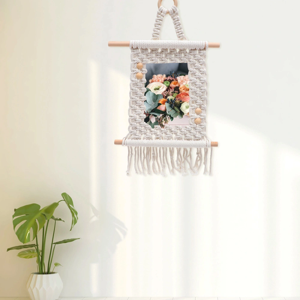 Wall Hanging Decorative Tapestry Household Wall Hanging Picture Holder Woven Picture Frame with Tassel