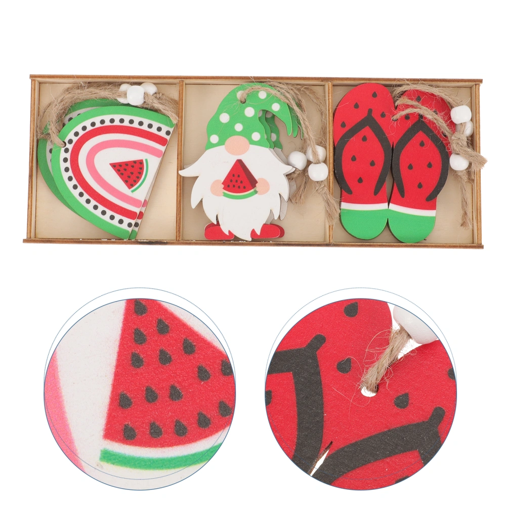 9 pcs Summer Wooden Hanging Ornaments Summer Wooden Hanging Decoration for Party