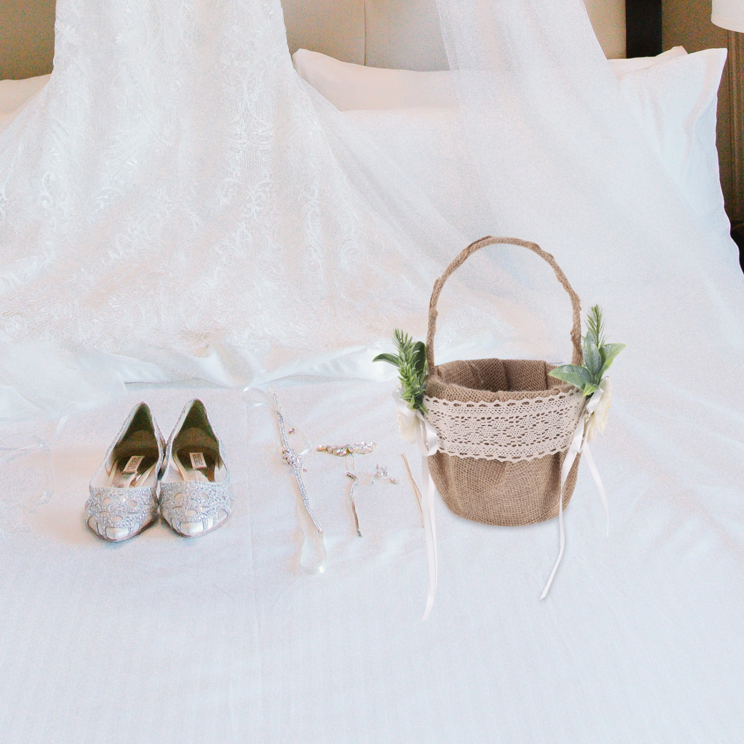 Flower Girl Basket Wedding Basket Flower Petals Basket Small Handheld Basket Rustic Wedding Basket