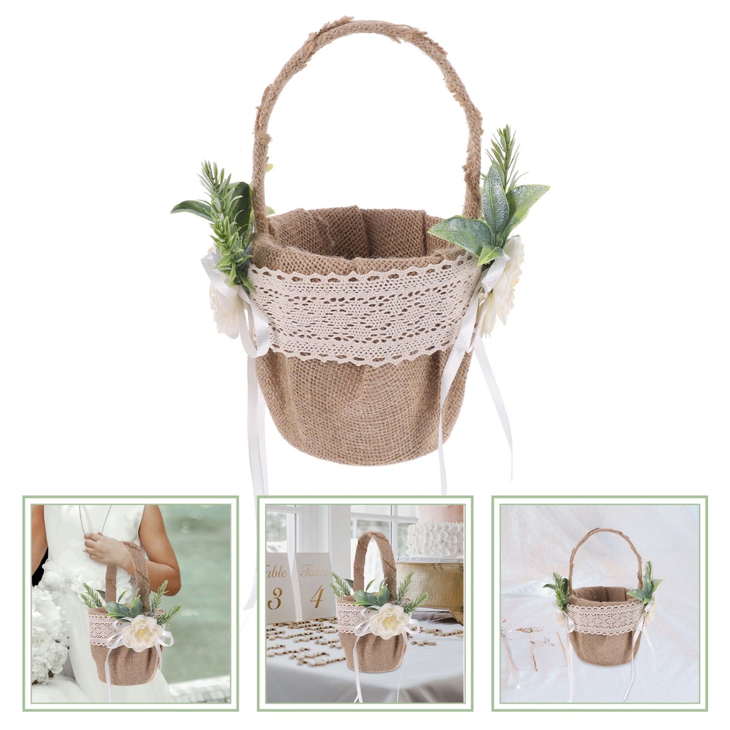 Flower Girl Basket Wedding Basket Flower Petals Basket Small Handheld Basket Rustic Wedding Basket