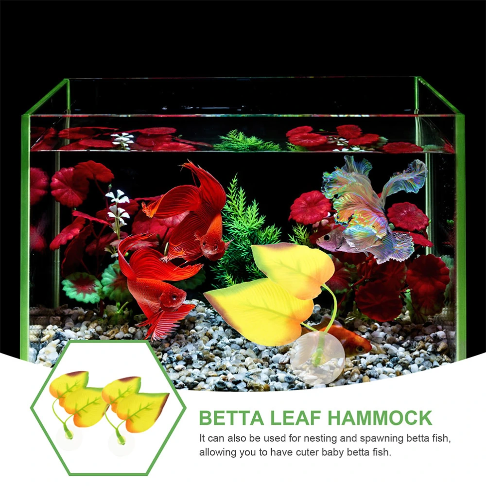 2Pcs Betta Bed Leaf Betta Fish Hammock Toy Fish Tank Decoration Betta Habitat Aquarium Decoration