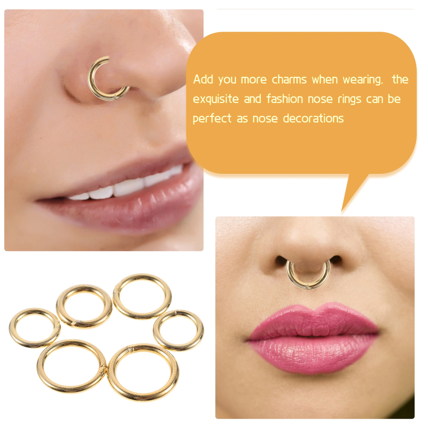 6pcs Open Type Nose Rings Nose Ear Hoops Nose Piercings Hoops Nose Jewelries
