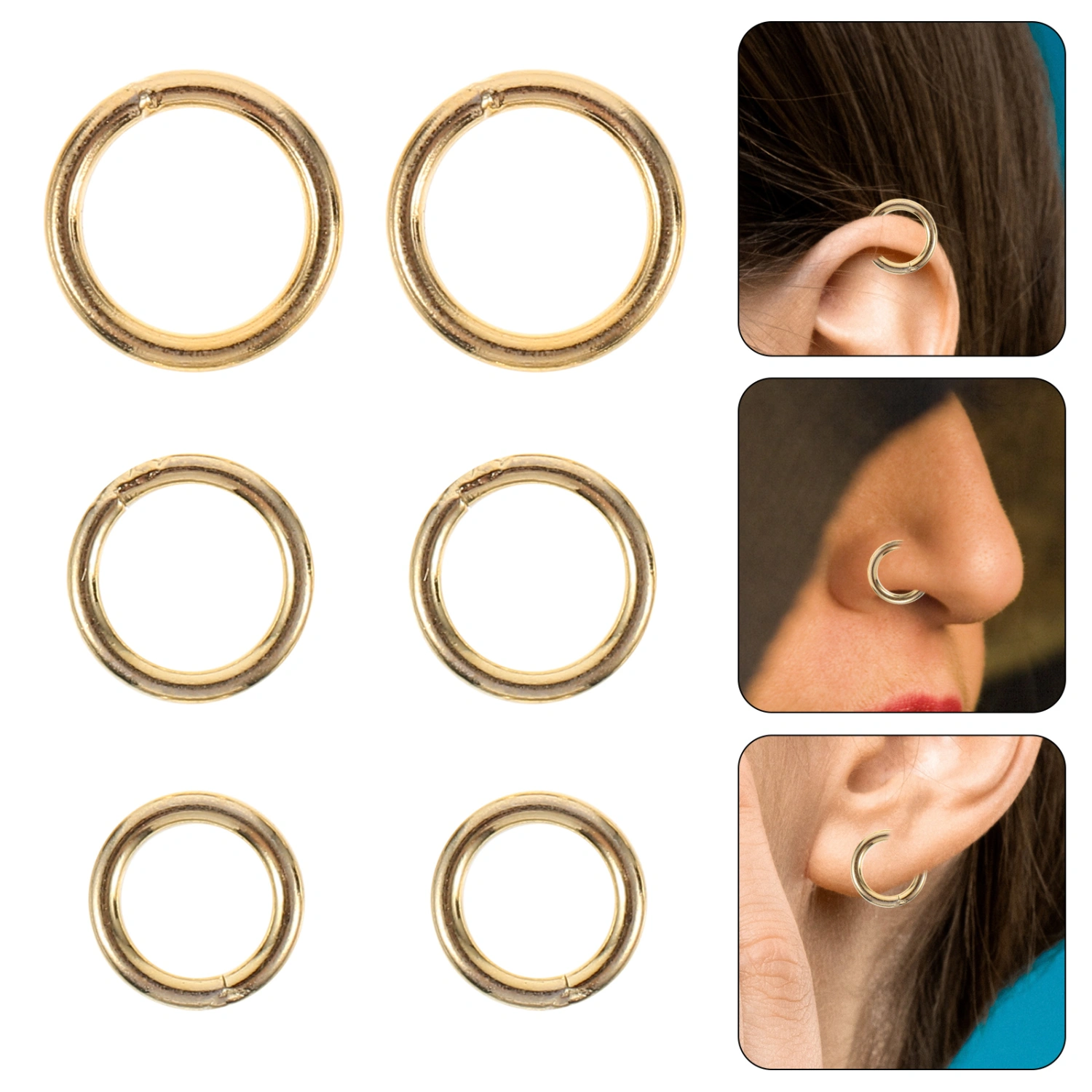 6pcs Open Type Nose Rings Nose Ear Hoops Nose Piercings Hoops Nose Jewelries