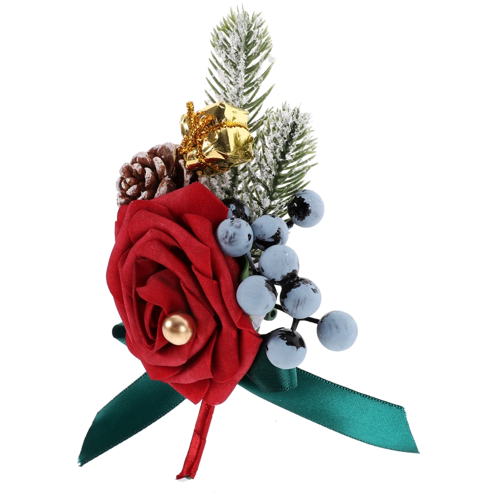 Christmas Wedding Couple Boutonniere Pine Cone Flower Boutonniere for Bride Groom Corsage Decor