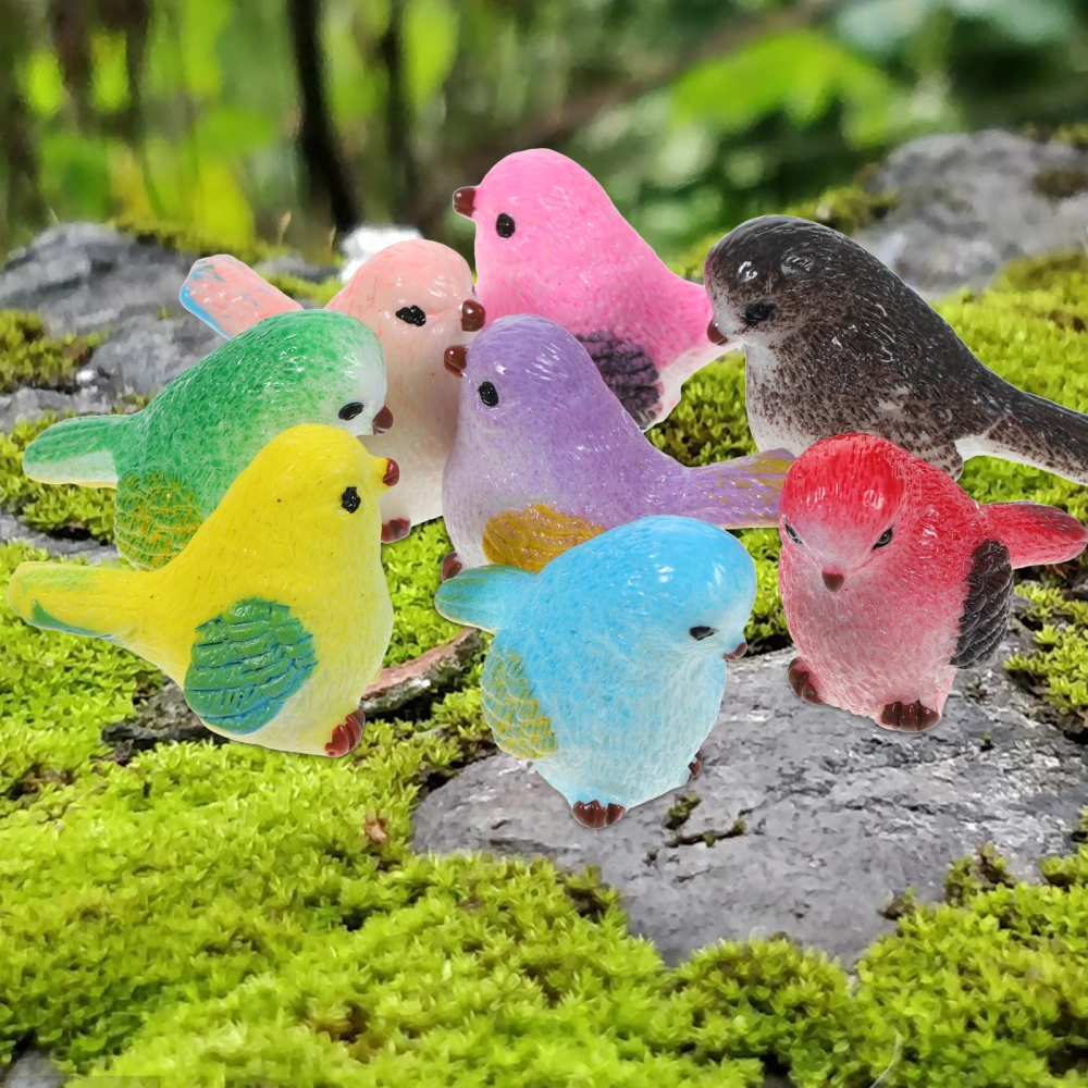 8Pcs Simulation Bird Resin Bird Craft Ornament Garden Tree Fake Bird Realistic Fake Bird