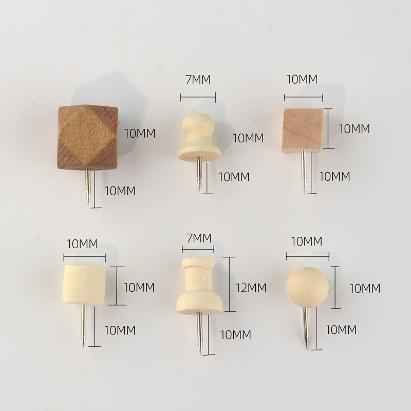 1 Box of Multi-function Wood Pushpins Convenient Pushpins Replaceable Thumb Tacks