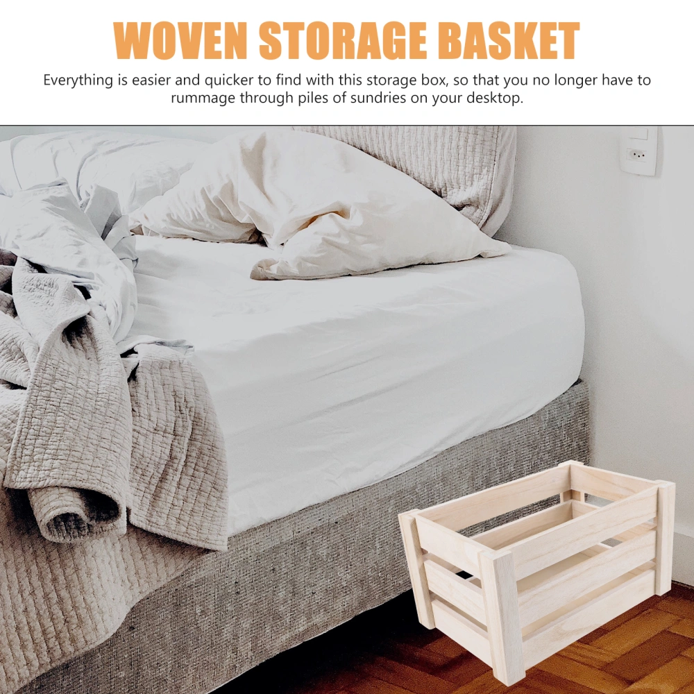 Large-capacity Storage Basket Hollow Design Sundries Storage Basket Vintage Wooden Laundry Basket