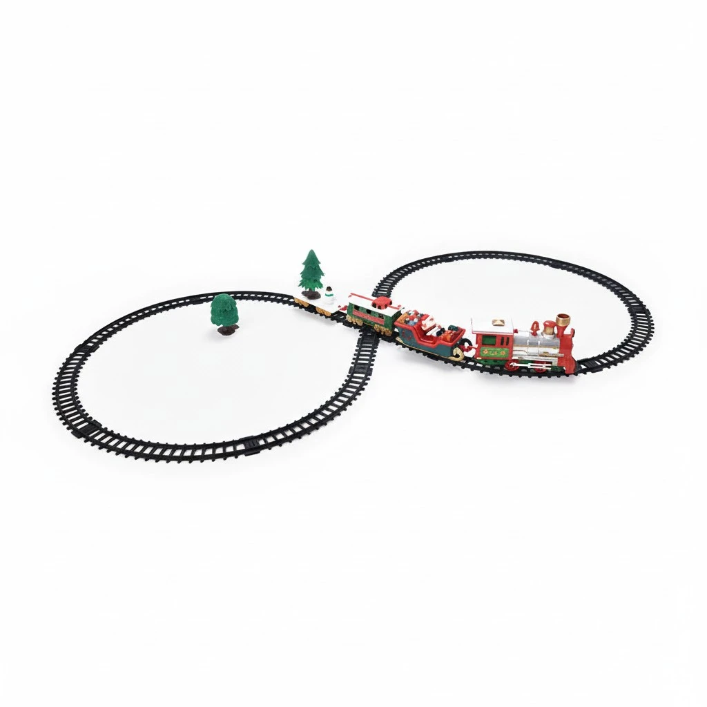 1 Set of Christmas Train Toy Battery Operated Small Train Plaything With Track Christmas Gift