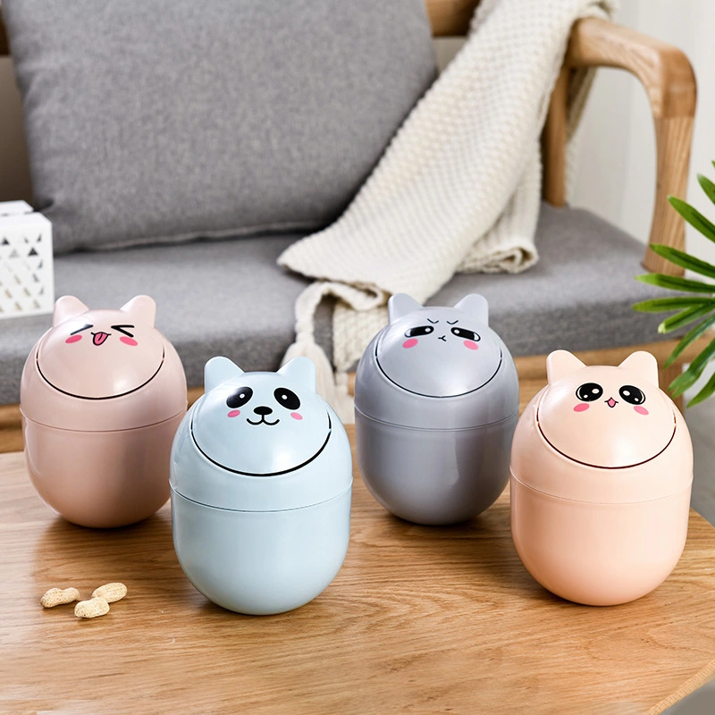 2pcs Desktop Mini Waste Bucket Decorative Cartoon Waste Bin Office Desk Small Wastepaper HOlder