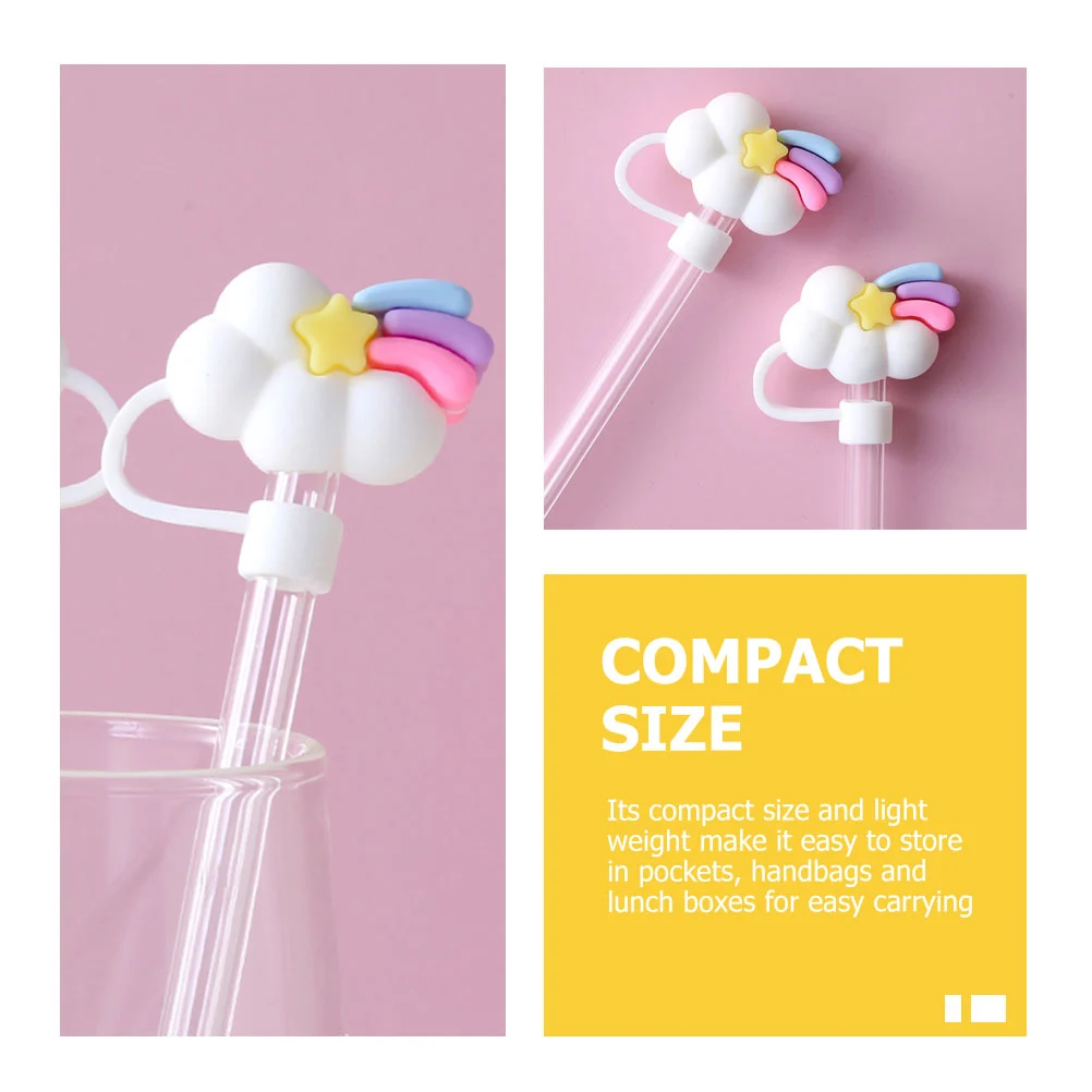 4Pcs Reusable Straw Covers Straw End Plugs Caps Straw End Protectors Straw Decors