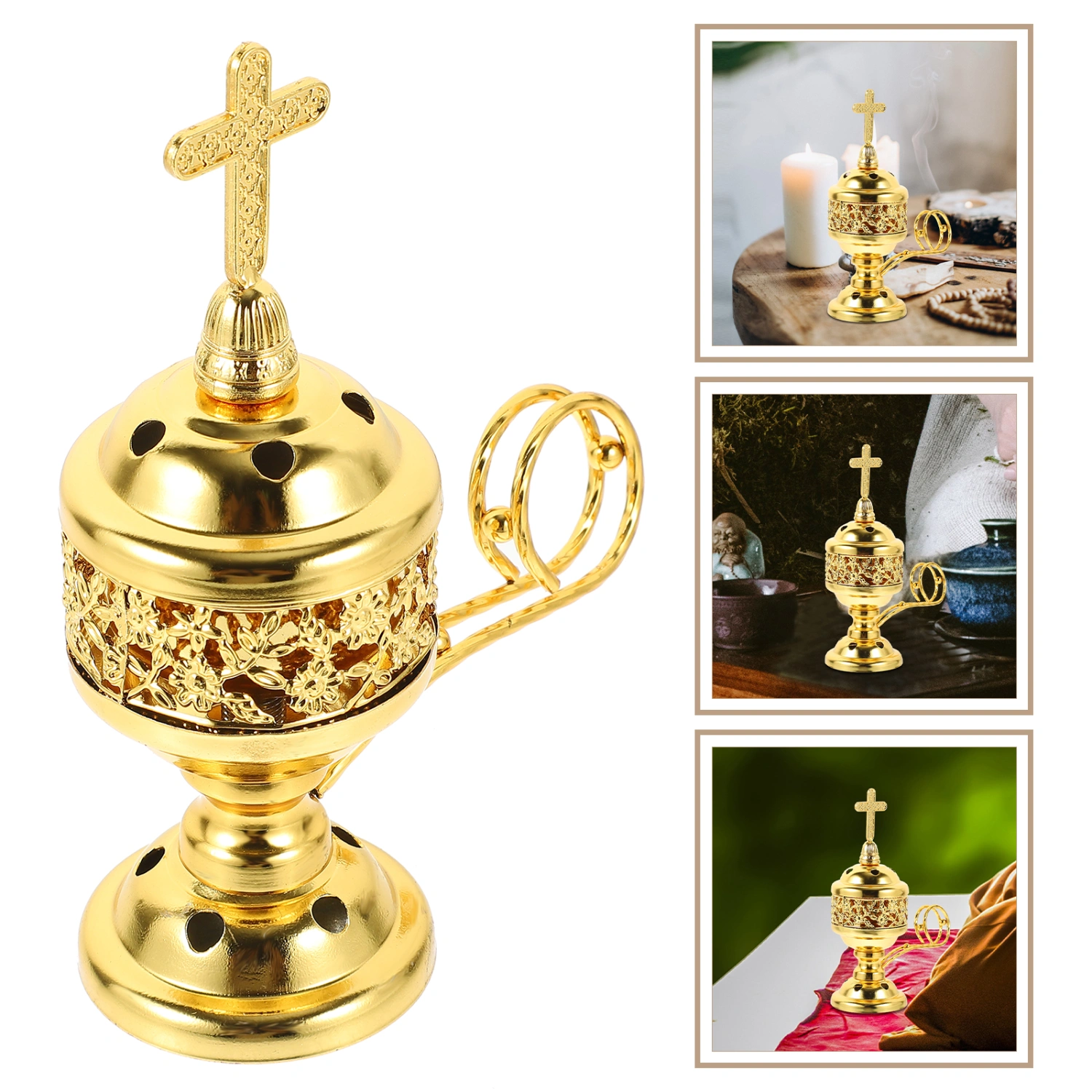 Vintage Censer Incense Burner Retro Aroma Burner Decorative Incense Cone Burner Censer