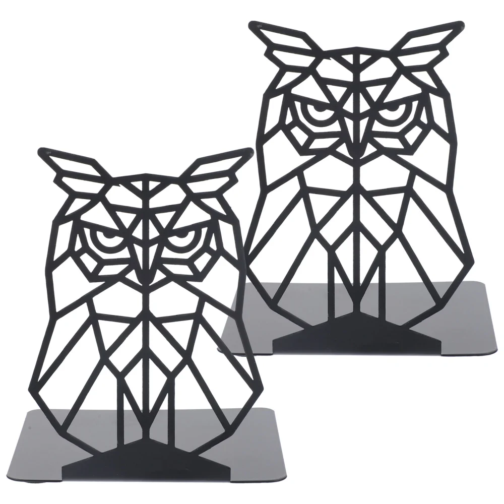 1 Pair Book Ends Metal Bookend Decorative Owl Shaped Book Stopper Book Holder Stand