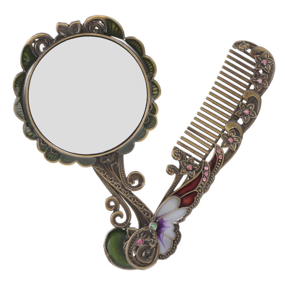 1 Set Handheld Mirror Makeup Mirror Small Portable Mirror Vintage Mirror with Comb