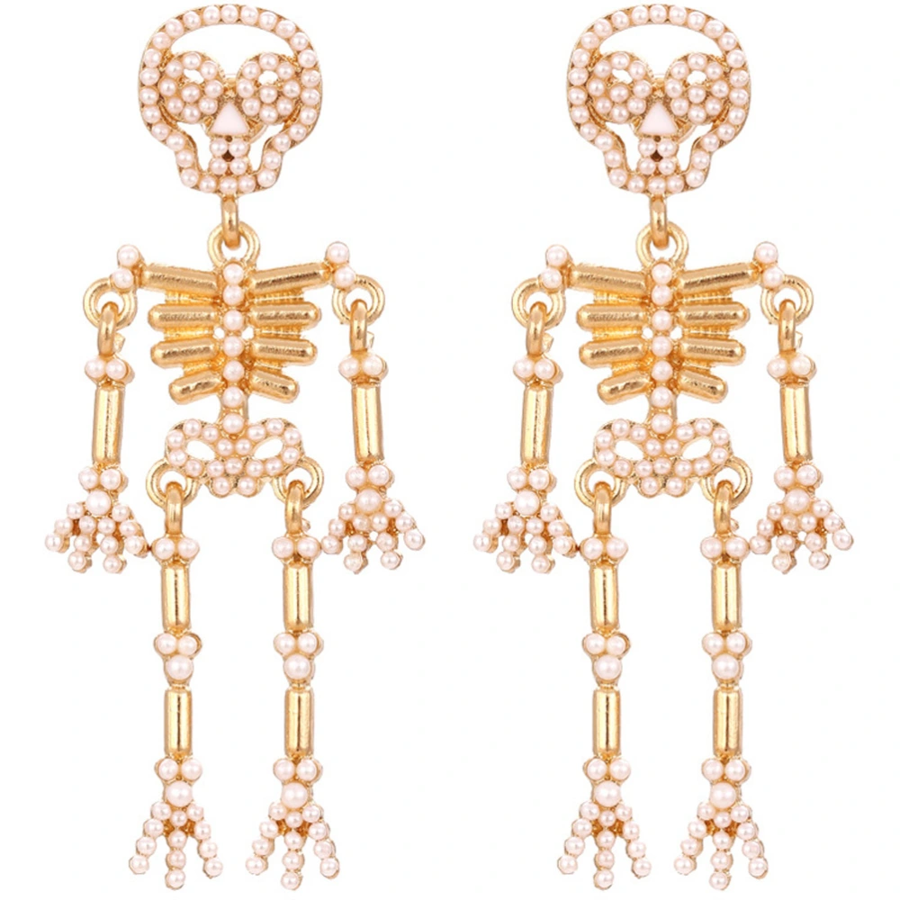 1 Pair Halloween Skeleton Skull Earrings for Women Bling Rhinestone Gothic Skull Earring Jewelry Gift