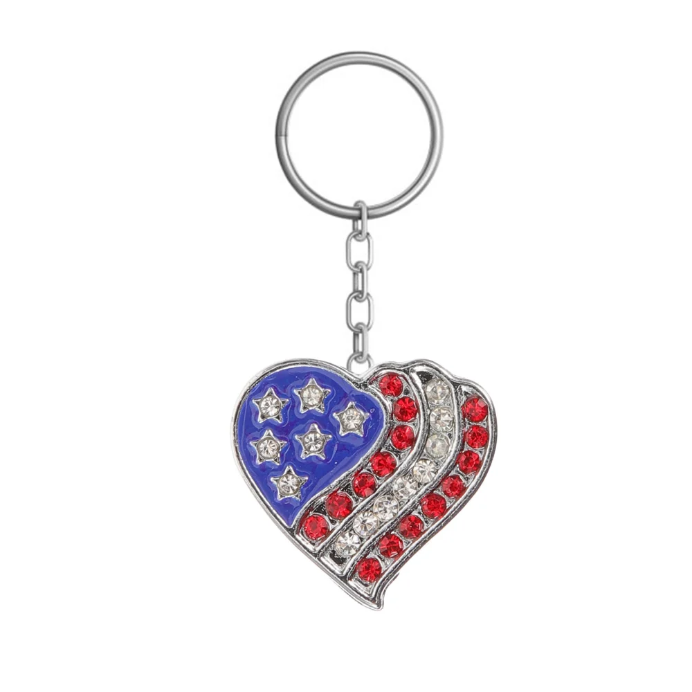 6pcs Independence Day DIY Charms Heart Key Chain Charms Heart Jewelry Making Supplies