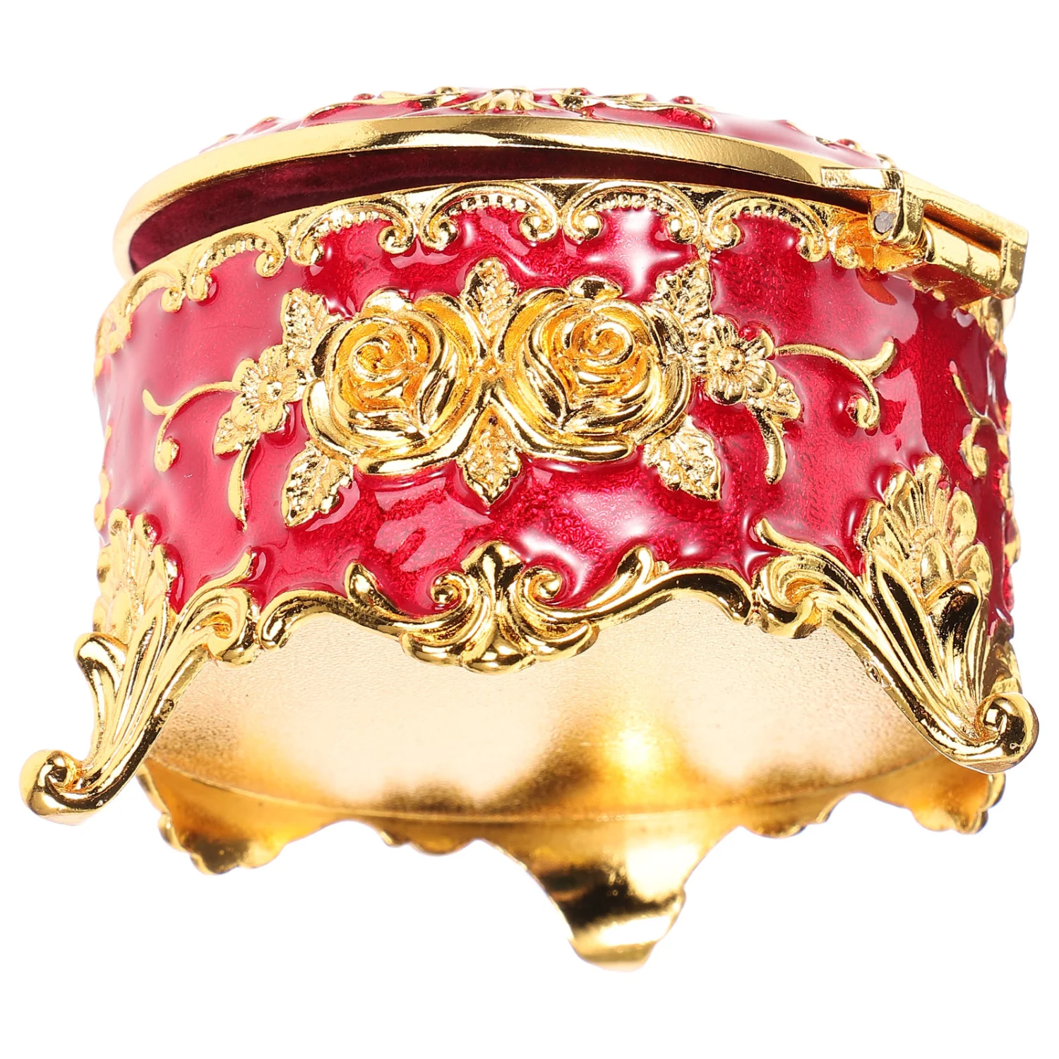 Rose Pattern Vintage Jewelry Box Metal Jewelry Holder Trinket Organizer Storage Box