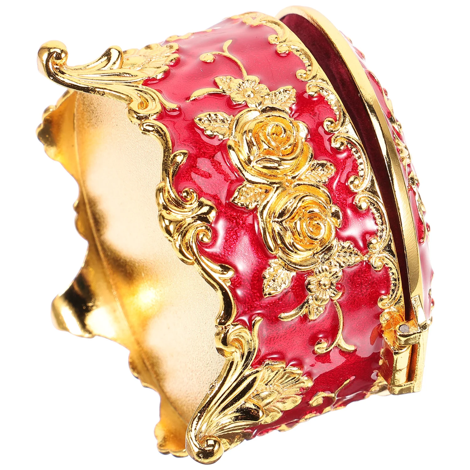 Rose Pattern Vintage Jewelry Box Metal Jewelry Holder Trinket Organizer Storage Box