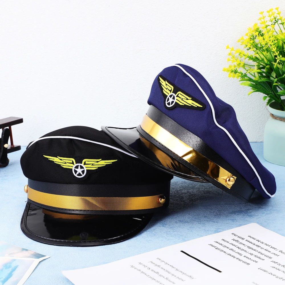 2pcs Captain Pilot Hats Cosplay Costume Hat Airplane Hostess Hat Stage Performance Hat Props