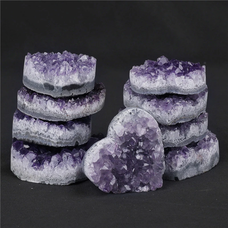 Heart Crystal Stone Ornament Natural Amethyst Craft Decorative Crystal Stone Decoration Table Decor