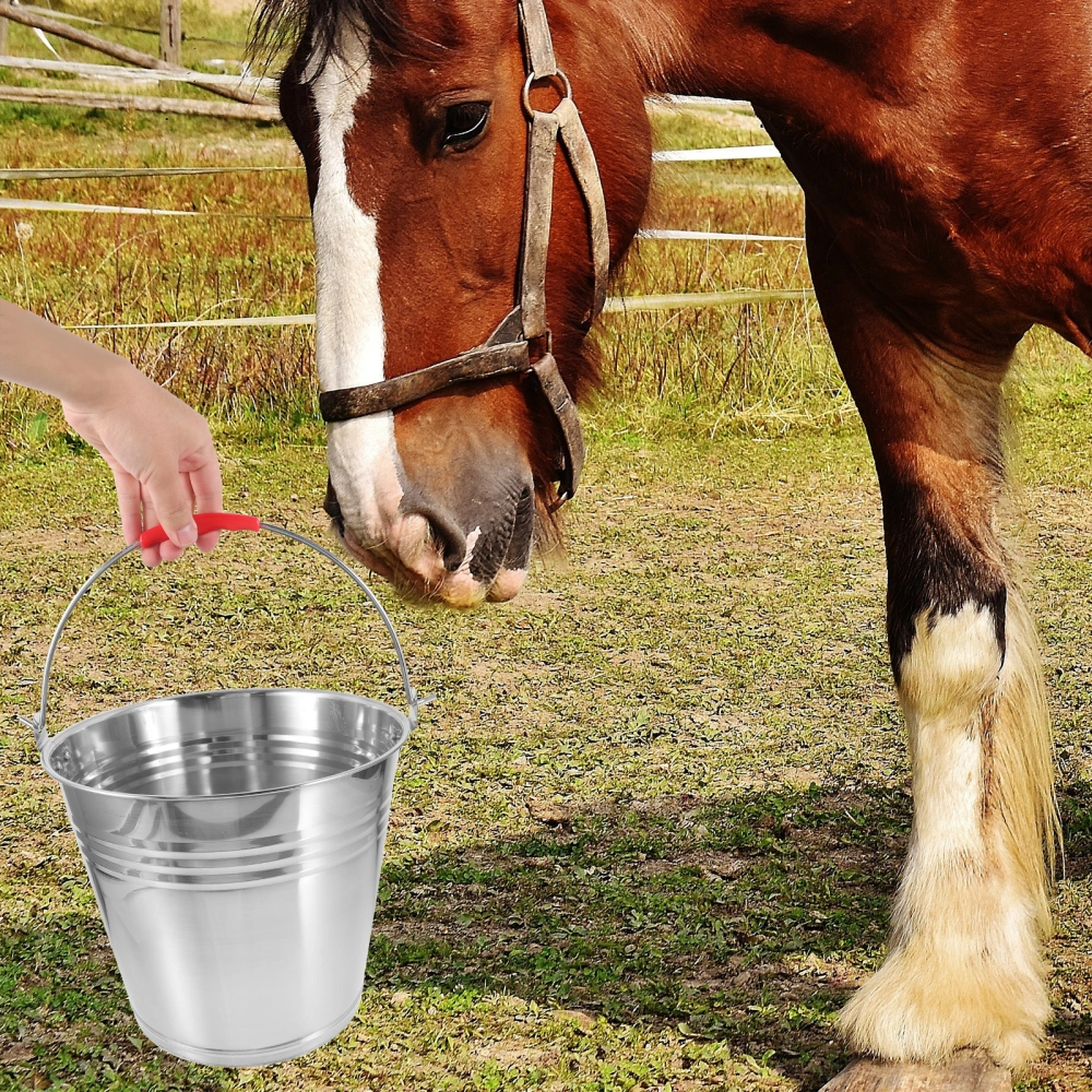 Horse Feeding Bucket Horse Feeding Water Feed Bucket Stainless Steel Handle Bucket for Horse