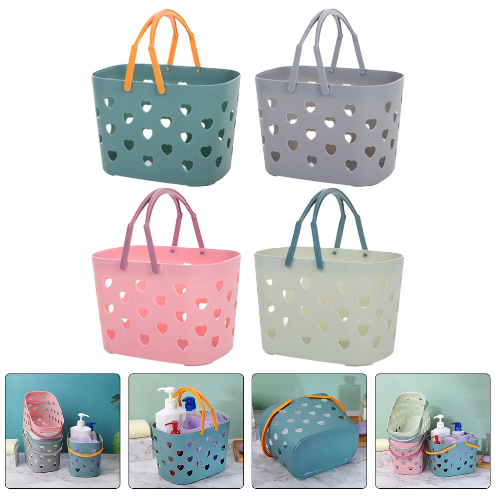 4pcs Portable Shower Basket Plastic Bathroom Basket Toiletries Storage Organizer with Handle