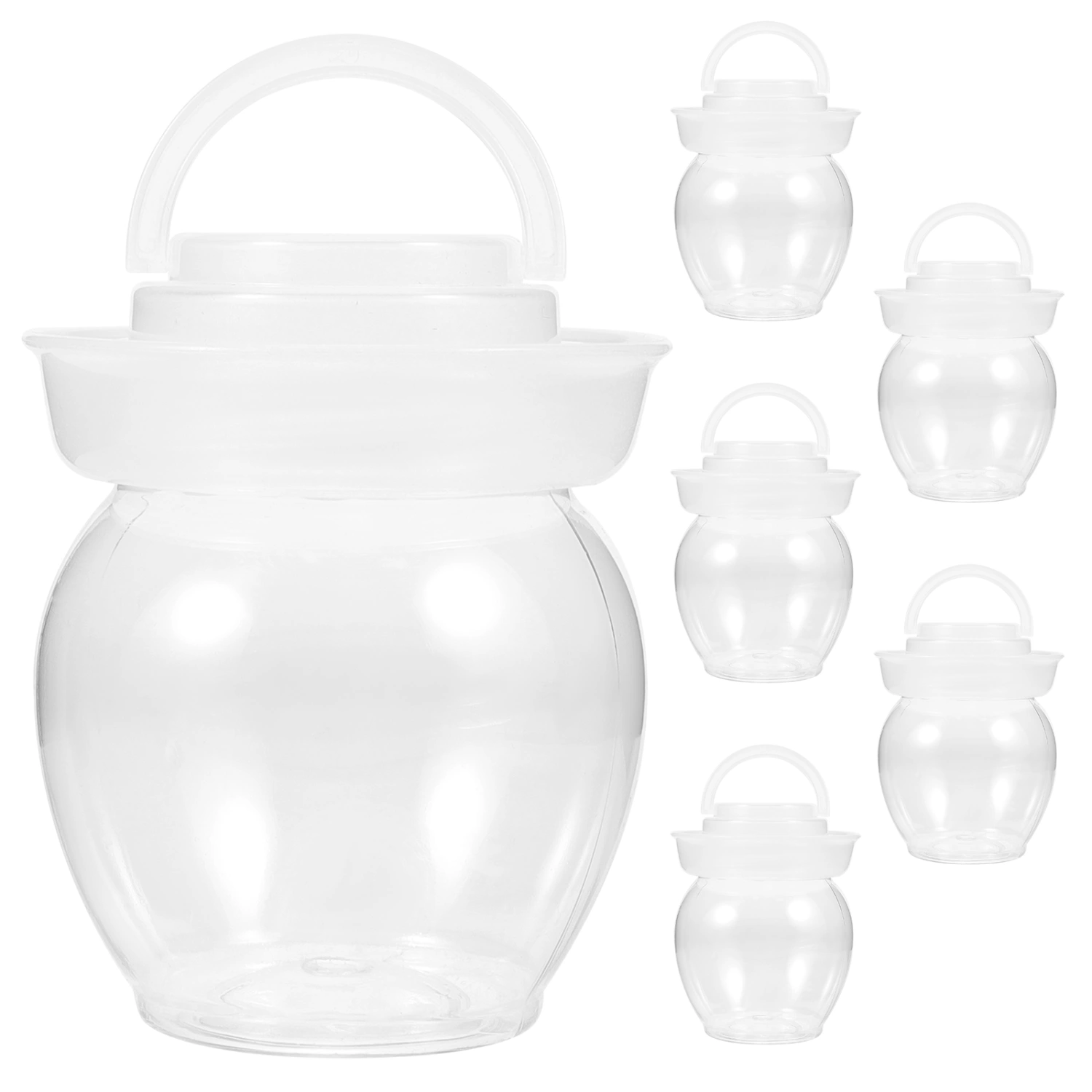 6pcs Plastic Fermentation Tank Fermenting Pickle Container Handles Fermenting Jars
