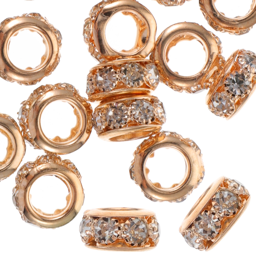 20pcs Jewelry Making Rondelle Spacer Beads DIY Bracelets Beads Copper Rhinestone Beads