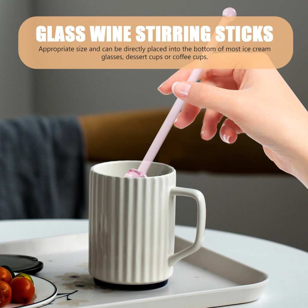 2Pcs Glass Whisking Sticks Coffee Stirrers Glass Swizzle Sticks Reusable Drink Stir Stirrers Cocktail Sticks