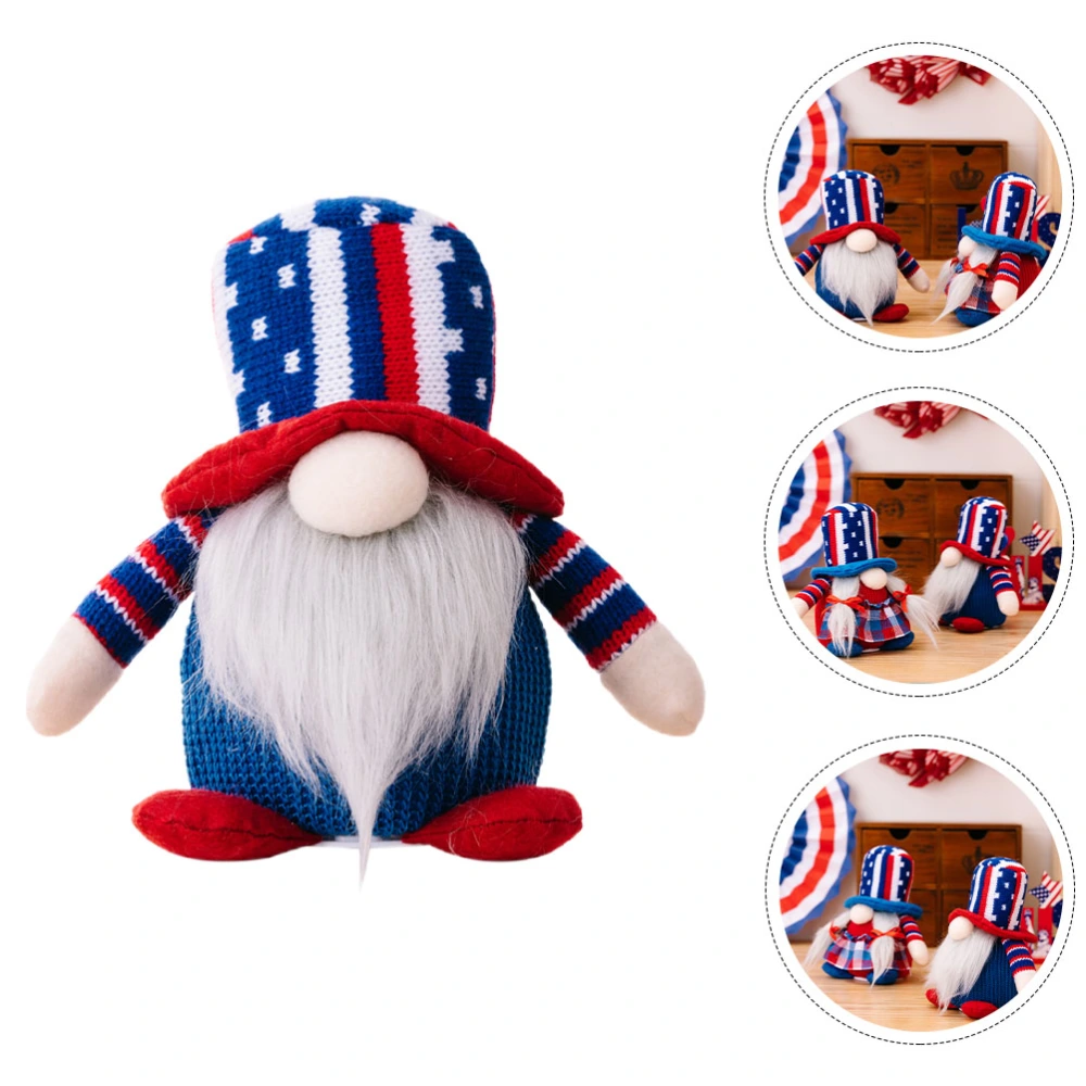 Patriotic Gnome Decor Independence Day Decoration Adorable Kintted Gnome with Light Patriotic Decoration