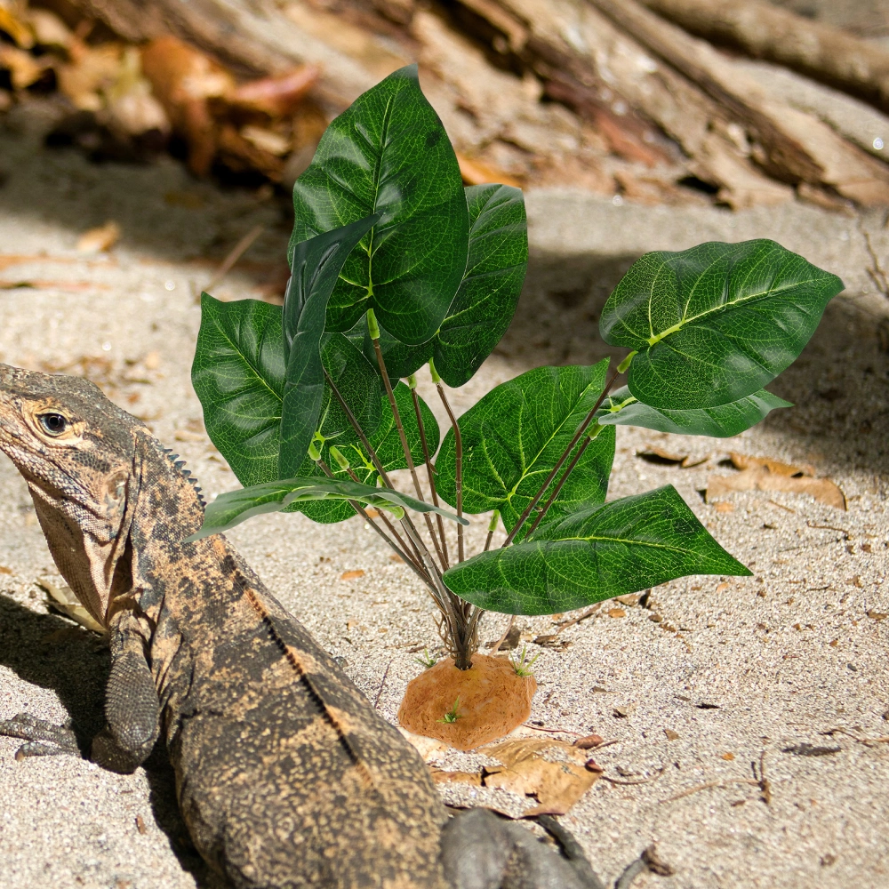 Reptile Hideout Plant Model Simulated Leaves Plant Decoration Reptile Tank Decorative Fake Plant