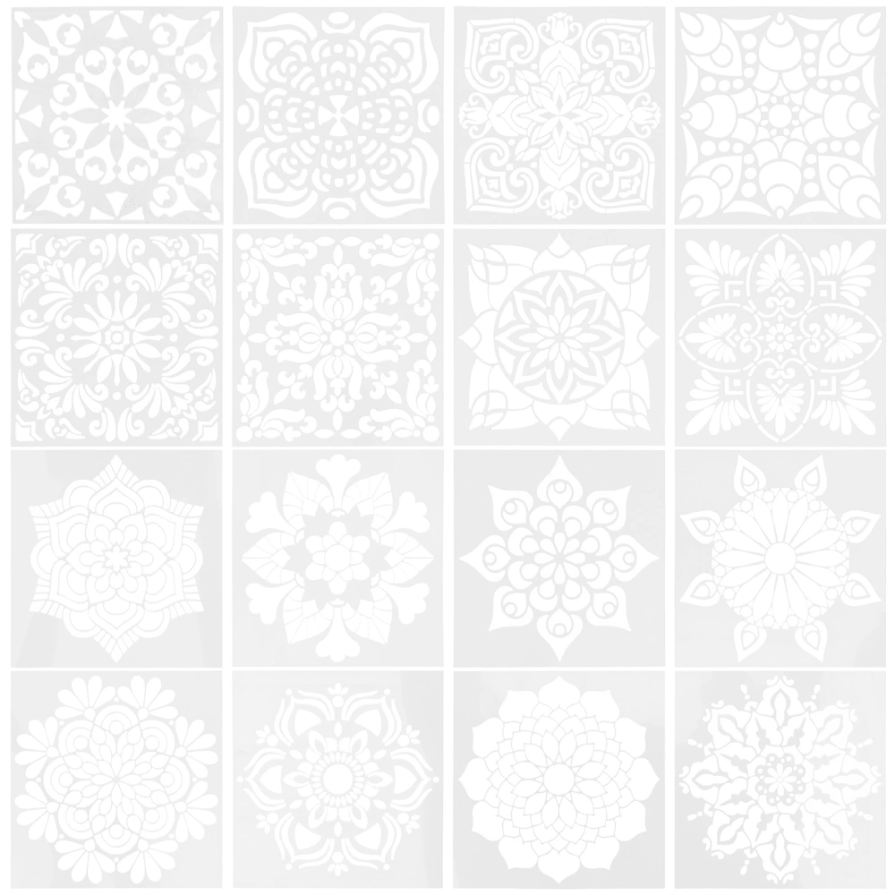 16Pcs Mandala Shaped Stencils Reusable Craft Drawing Templates DIY Painting Stencils