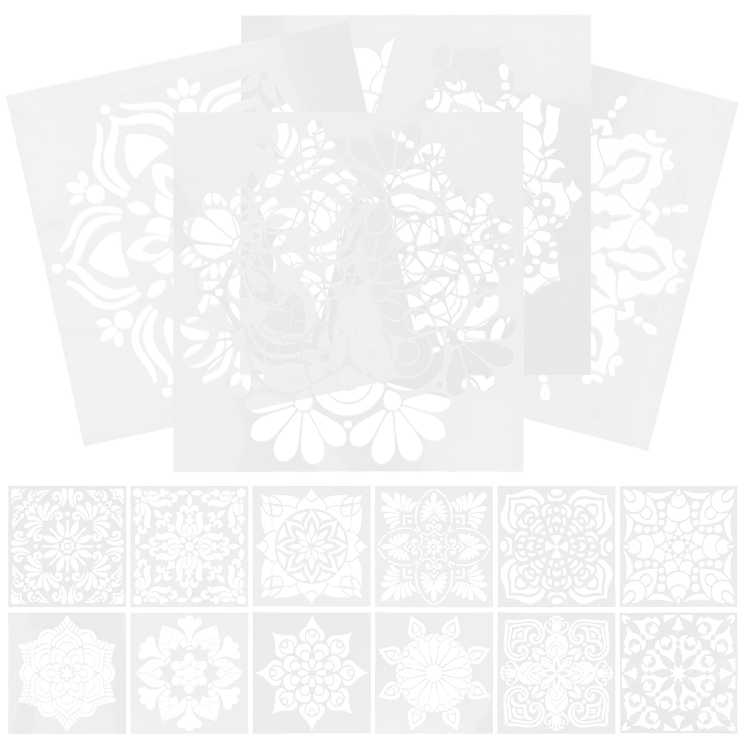 16Pcs Mandala Shaped Stencils Reusable Craft Drawing Templates DIY Painting Stencils