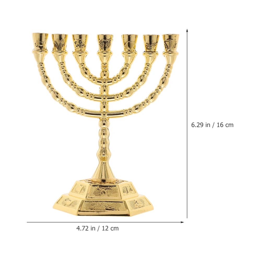 7-Branch Menorah Candle Holder Jewish Candlestick Temple Candle Holder Desktop Candlestick