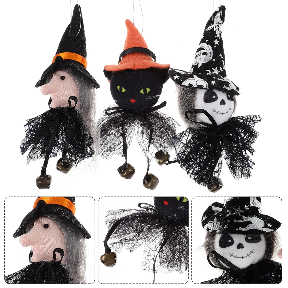 3pcs Decorative Witch Decors Suspending Halloween Dolls Delicate Halloween Ghost Decors