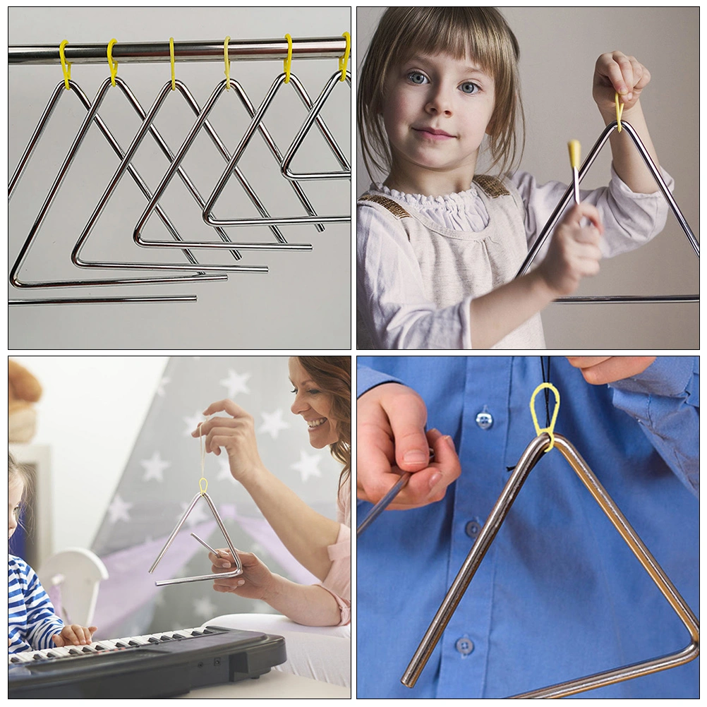 6 Sets Musical Triangle Instrument Children Triangle Percussion Bell Triangle Hand Percussion With Striker
