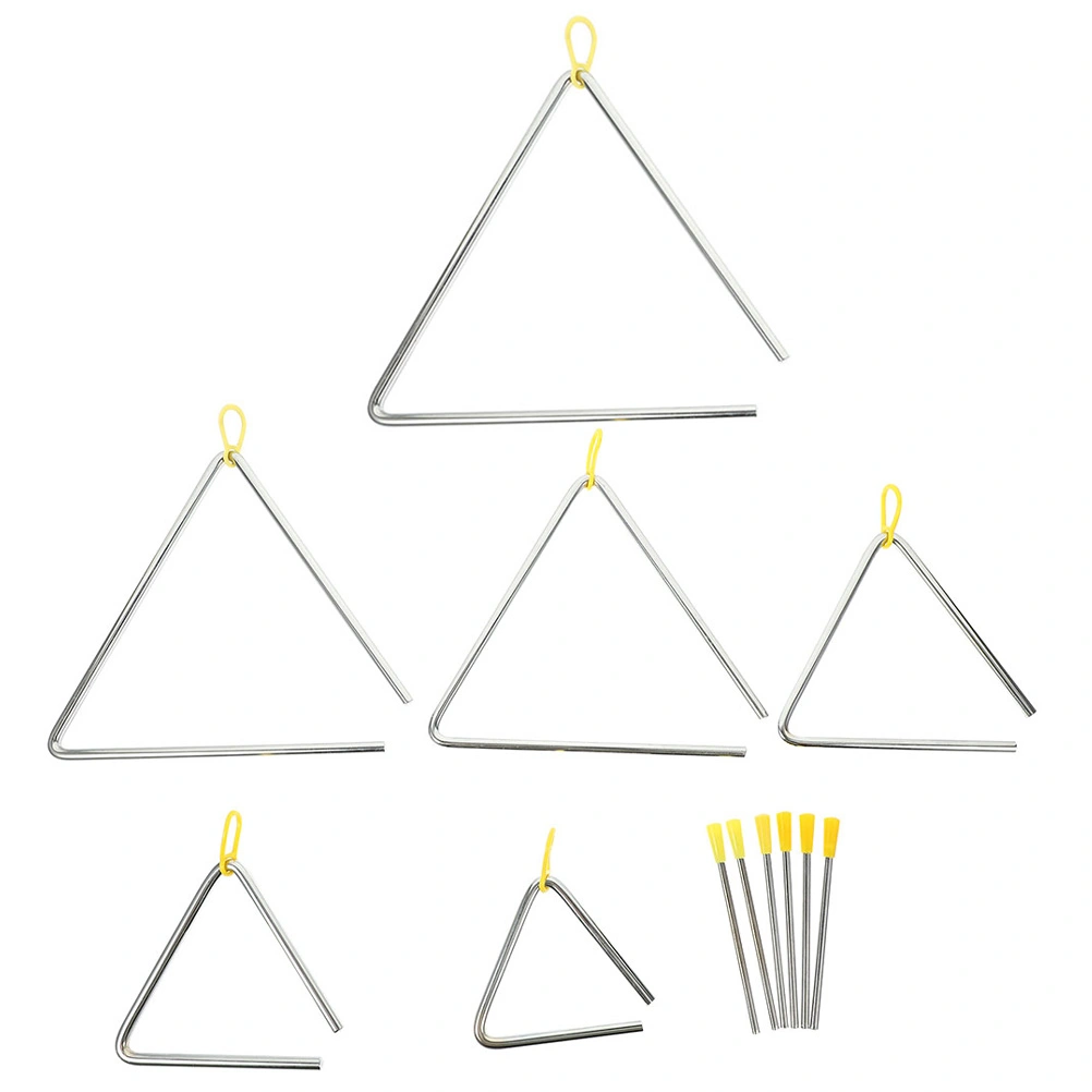 6 Sets Musical Triangle Instrument Children Triangle Percussion Bell Triangle Hand Percussion With Striker